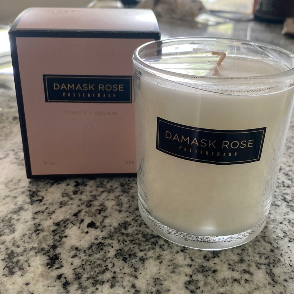 NWT Pottery Barn Damask Rose Candle